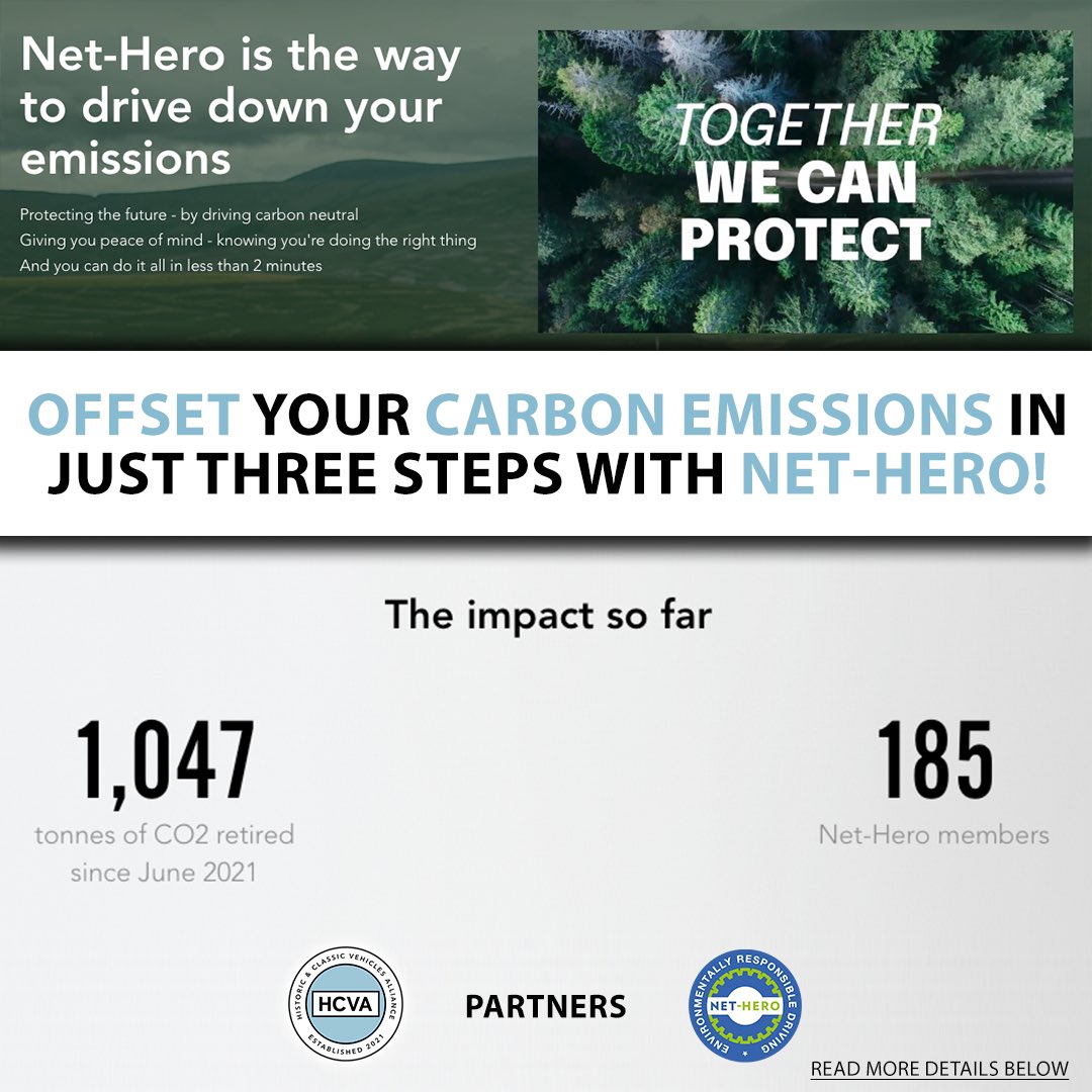 This exciting new initiative is a simple way to ensure that every classic driver can completely offset their carbon emissions in just three steps! 

Follow HCVA for more.
‌
#nethero #carbonemissions #environmentalfriendly #classiccars #ecofriendly #historicvehicles #classiccar