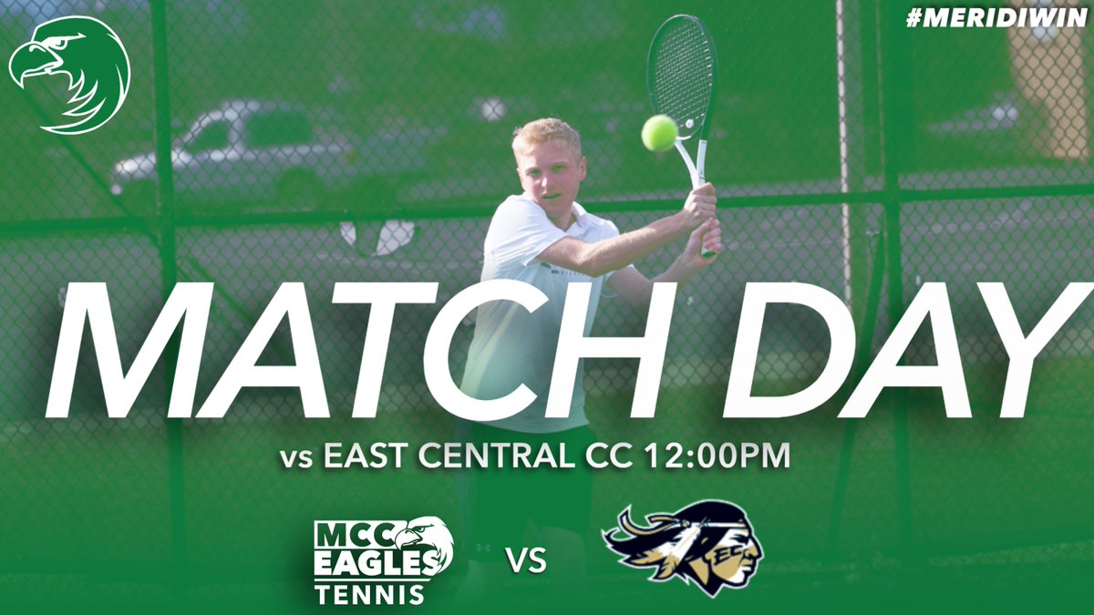 MCCEaglesSports's tweet photo. MATCHDAY. @MCCEaglesTennis hosts East Central CC today for a pair of MACCC matches at 12:00pm. at Northeast Tennis Complex. 
#mcceagles
#findyourwings
#meridiWIN https://t.co/kAwfWNnfJI