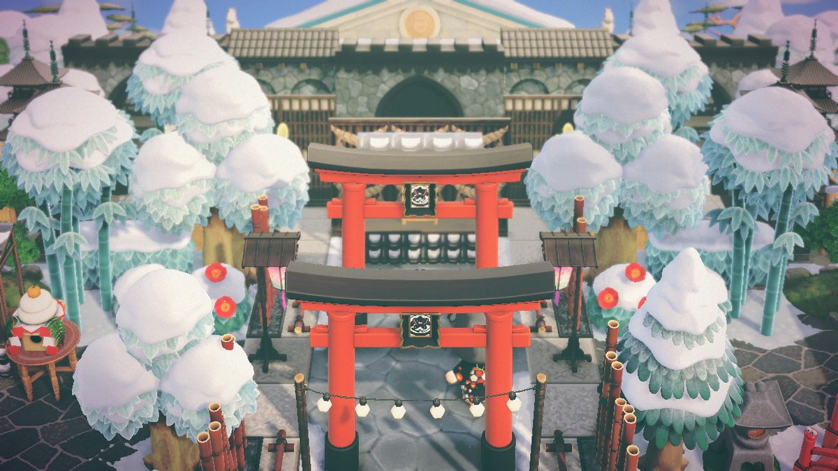 「うさぎ神社の入り口から本殿まで。いつもの博物館を神社にするや～つ。#あつ森写真部」|兎綺うさぎ🐰のイラスト