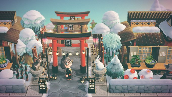 うさぎ神社の入り口から本殿まで。いつもの博物館を神社にするや～つ。#あつ森写真部 #AnimalCrossing #ACNH 