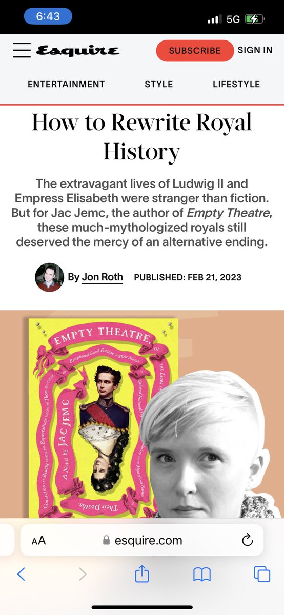 jacjemc's tweet photo. Today is publication day! One of the joys of promoting this book has been geeking out about Ludwig and Sisi with people because they were already fans or because the book made them fans. Grateful to @jonmroth at @esquire for his Sisi enthusiasm! https://t.co/C35gG3DYik