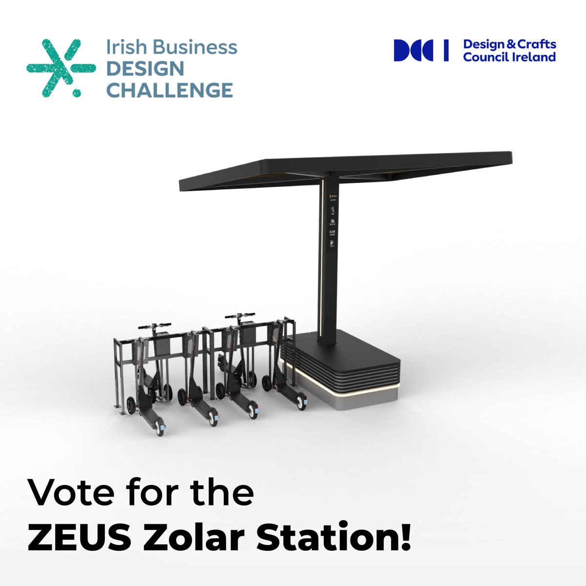 Vote for the Zeus Scooters Zolar Station in the Irish Business Design Challenge by the Design &amp; Crafts Council Ireland. Our solution is a game changer for the industry and we're super-excited to be participating in this challenge. 

lnkd.in/egii4WxC

Thank you!
