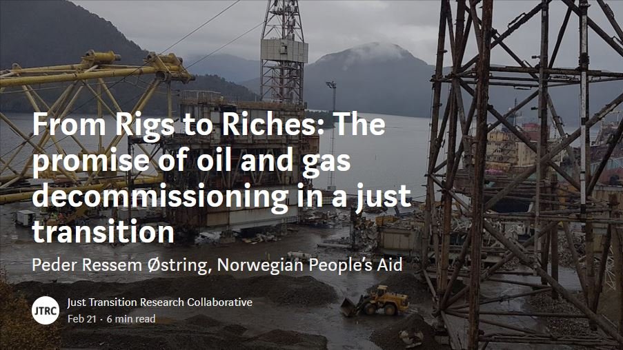 👉Check out this new piece on oil and gas decommissioning in Norway! <a href="/PederOe/">Peder Østring</a> discusses how recycling oil rigs can provide #greenjobs and promote a #circulareconomy and #JustTransition. 

tinyurl.com/rhmm3hwx