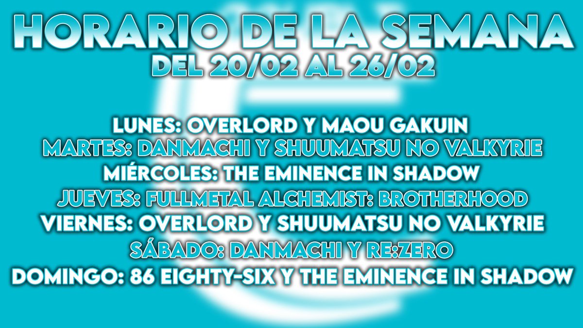¡Buenaaaas!
Como siempre, por aquí os dejamos el horario de esta semana ^^