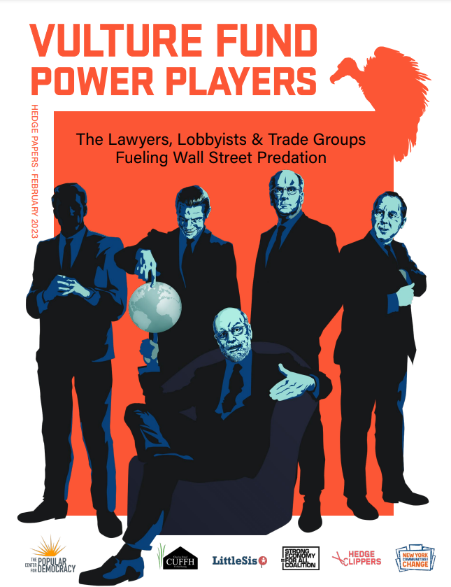 twittlesis's tweet image. Vulture hedge funds buy up sovereign debt then refuse to engage in negotiations to extract maximum profits while they force crushing austerity. 

Our latest report "The Vulture Fund Power Player" reveals the networks supporting them. #NotAGame

Report: populardemocracy.org/sites/default/…