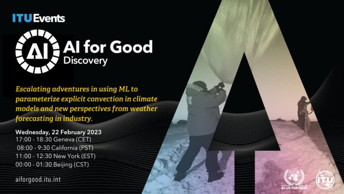 Philip Stier (@philipstier) on Twitter photo Our <a href="/AIforGood/">AI for Good 🇺🇳 #AIforGood</a> #aiforclimatescience sessions are back!
Join us tomorrow 22 Feb at 17:00 CET, 08:00 PST, 00:00 CST for a talk by Mike Prichard <a href="/SciPritchard/">Mike Pritchard</a> <a href="/UCIrvine/">UC Irvine</a> and <a href="/NVIDIA/">NVIDIA</a>.
Talks will resume biweekly with a fantastic lineup: aiforgood.itu.int/eventcat/disco… Our <a href="/AIforGood/">AI for Good 🇺🇳 #AIforGood</a> #aiforclimatescience sessions are back!
Join us tomorrow 22 Feb at 17:00 CET, 08:00 PST, 00:00 CST for a talk by Mike Prichard <a href="/SciPritchard/">Mike Pritchard</a> <a href="/UCIrvine/">UC Irvine</a> and <a href="/NVIDIA/">NVIDIA</a>.
Talks will resume biweekly with a fantastic lineup: aiforgood.itu.int/eventcat/disco…