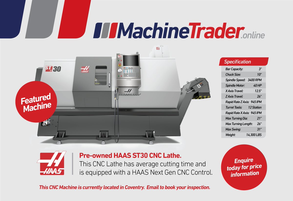 Featured machine 2014 HAAS ST30Y - INSTOCK
#haas #haascnc #cnc #cnclathe #cnclathesforsale
#usedmachines #usedcncmachines #ST30haas #cncmachine
