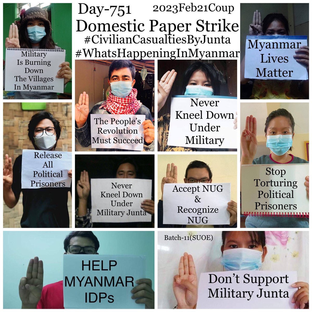 ActivistLittle's tweet photo. Daily anti-coup revolutionary domestic strike by pro-democracy CDMer teachers from Sagaing University of Education as 751st day.

#2023Feb21Coup #WhatsHappeningInMyanmar https://t.co/ccRAIsKo9R
