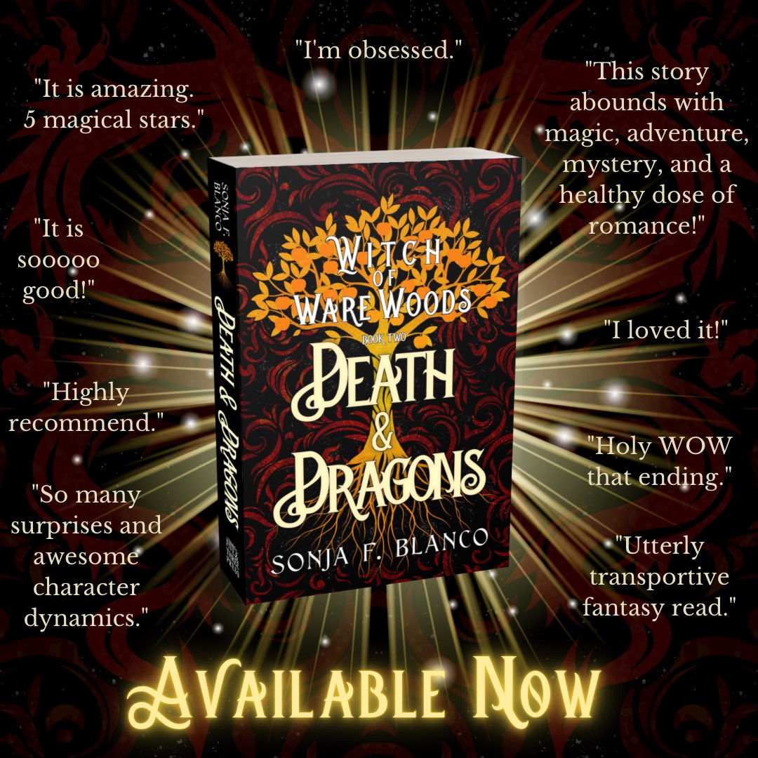Woohoo! Death &amp; Dragons is now available!
This is the second book in the Witch of Ware Woods trilogy.
Get your fix of witches, shifters, vampires, and, of course, dragons in this immersive read with a lush forest setting and a deadly adventure that will leave you breathless.🖤