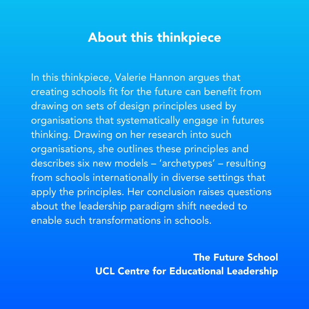 We are humbled to be featured alongside other great schools from different parts of the world in the recent thinkpiece, "The Future School," by Valerie Hannon of the UCL Centre for Educational Leadership. Read Valerie's thinkpiece in full:

bit.ly/3xJzRM4
