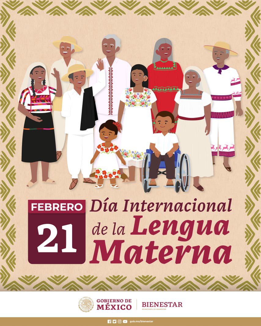 A_MontielR's tweet photo. En el Día Internacional de la #LenguaMaterna refrendamos que en el
Gobierno de la #4aTransformación trabajamos por un #México de #inclusión, donde respetamos y reconocemos el multilingüismo de nuestros pueblos originarios, pues su #Bienestar es prioridad.

#PrimeroLosPobres https://t.co/Vlsx7d7CM8