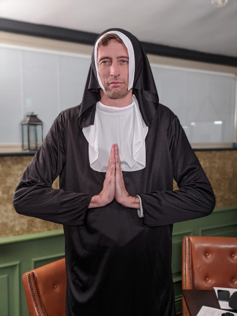 Gcottam's tweet photo. After an incredible 5 years I’ve decided to leave @PeterCrouchPod

I’ve loved working with Peter, Chris, Tom &amp; Dave and enjoyed all of the incredible experiences 

Unfortunately I’ll have fewer photos on my phone of Crouchy as a nun but I’m throughly excited about what’s next https://t.co/lzgzeBGfte