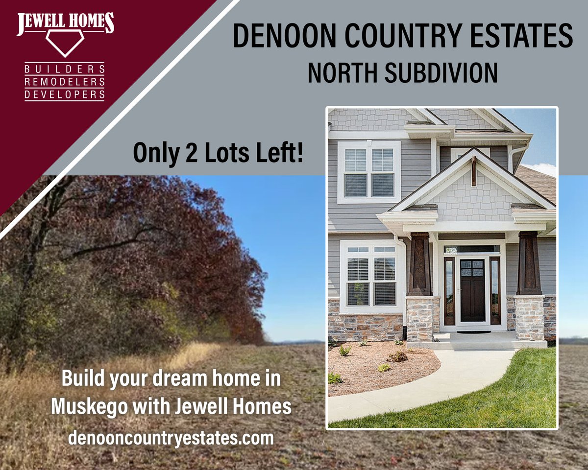 inc_jewell's tweet photo. Only 2 lots remain in Denoon Country Estates North! #Denoon Country Estates North was developed by Jewell Homes, one of Southeastern Wisconsin premier home builders.

Call (262) 971-1002 or visit https://t.co/u9SRRBFUTa https://t.co/LJiD70R9ws