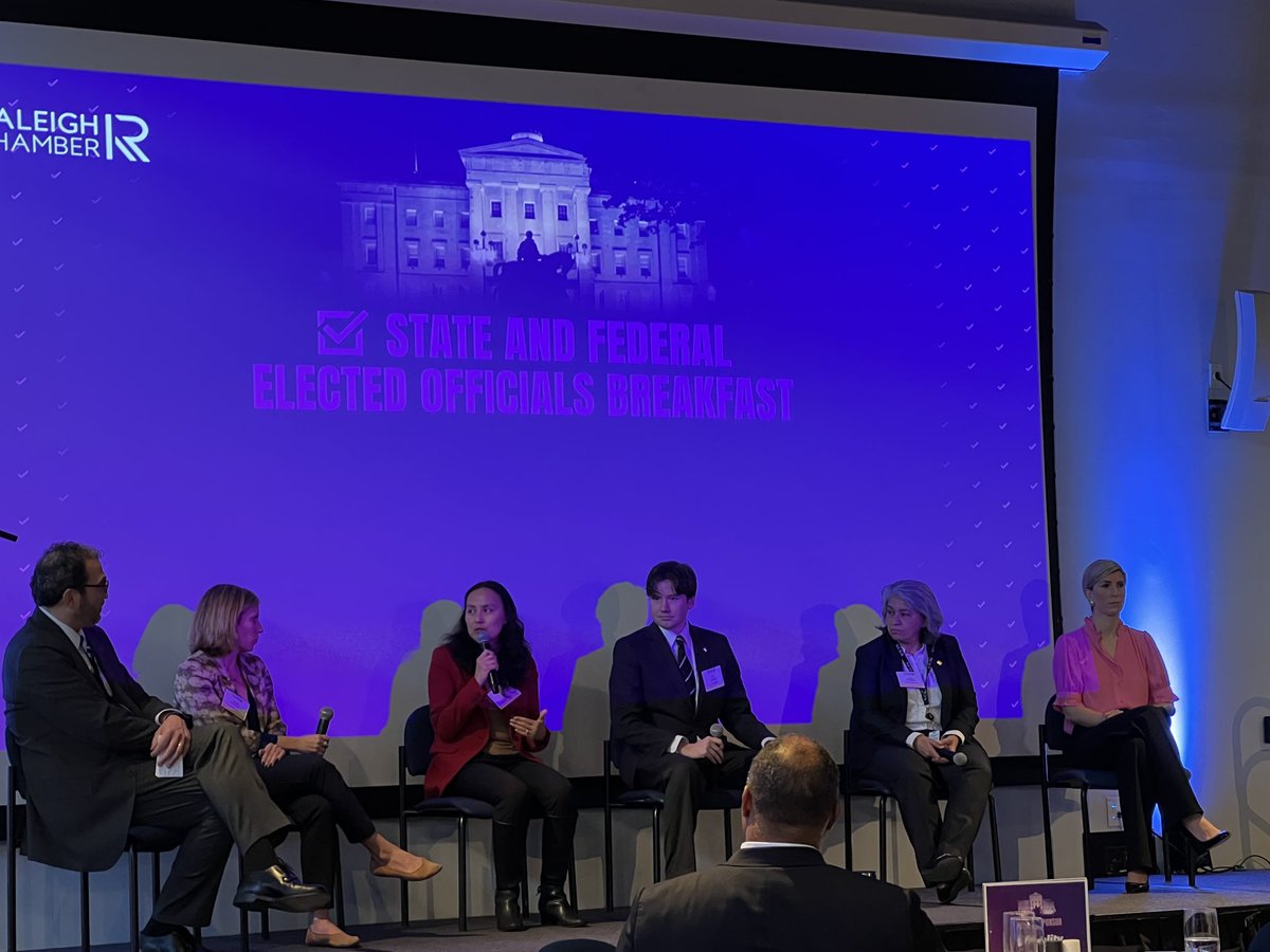 annmlrollins's tweet photo. Ral Chamber Elected Official’s Breakfast: State representatives discussing NC issues with the business community #RCELECTED23 ⁦@raleighchamber⁩ ⁦@PoeCenter⁩ #experiencepoe https://t.co/zCSYC5kGbx