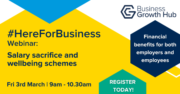 #GreaterManchester businesses: Join @BizGrowthHub for a webinar on #SalarySacrifice & #Wellbeing schemes – learn how you & your employees can financially benefit.

Find out more 👇
bit.ly/3xKWJLv

#HereForBusiness #CostOfDoingBusiness #UKSPF