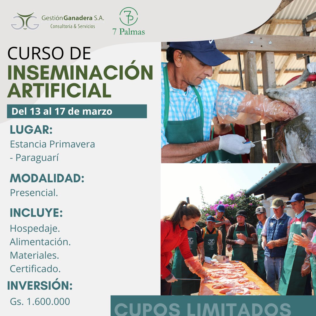 Vuelve el curso más solicitado 🤩

"CURSO DE INSEMINACIÓN ARTIFICIAL"
📌 Inicio: del 13 al 17 de marzo.

Cupos limitados ⚠️

Para más información e inscripciones podes comunicarte al 0983 888 613.