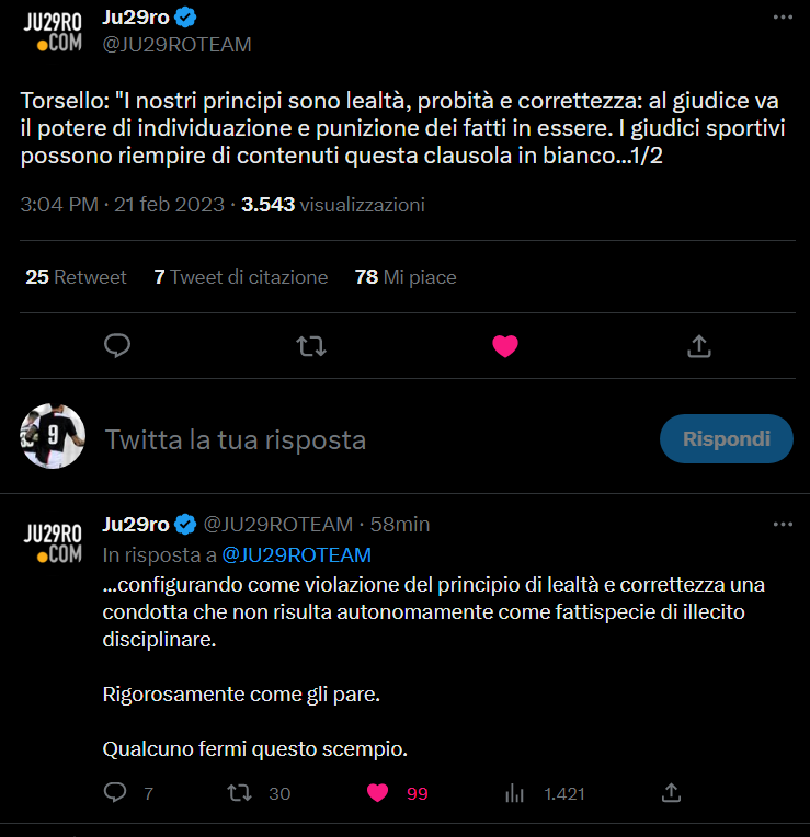 #Torsello è chi ha portato a -15 la richiesta già cretina di -9.
A livello ideologico quale sarebbe la differenza fra la giustizia sportiva italiana e la magistratura turca, russa o bielorussa?

Dov'è qui lo #statodidiritto?

#RescinderePaytv 
#DisdettaDaznSKY 
#GobboSegueGobbo