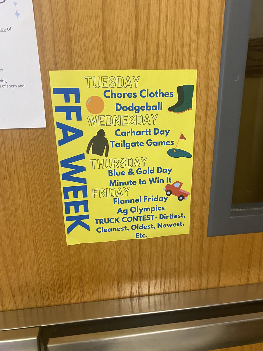 TiptonFFA's tweet photo. Happy National FFA Week!! We will have activities during plus and dress up days for students to participate in! https://t.co/JBzN0GlUnX