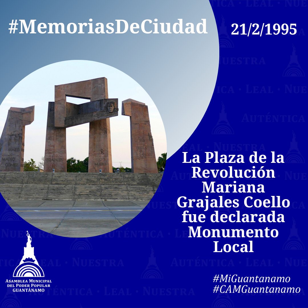 ✍️La Plaza de la Revolución Mariana Grajales Coello fue declarada Monumento Local en 1995. Inaugurada el #26DeJulio de 1985 por el Comandante en Jefe #FidelCastroRuz, encierra en su conjunto escultórico la historia de lucha del pueblo guantanamero