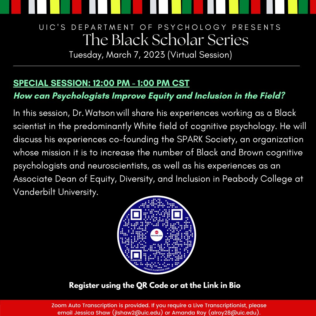 We are excited to welcome our fourth and final speaker for the 2022-2023 Academic Year, Dr. Duane Watson. Dr. Watson will join us for a two-day virtual event beginning Monday, March 6th and concluding Tuesday, March 7th.

Register for the sessions at the link in our bio! 🔥✨