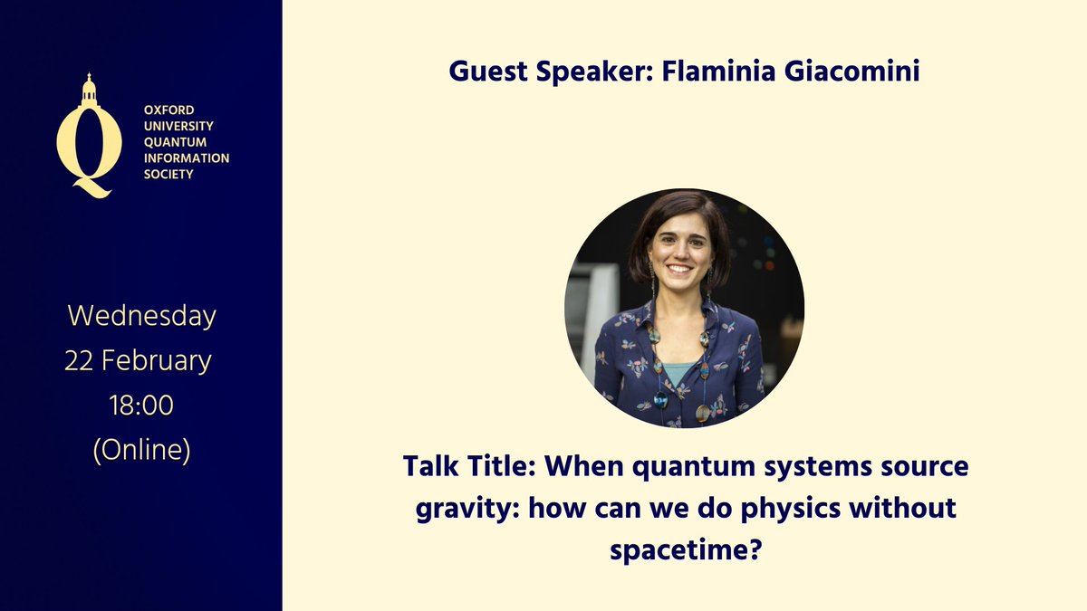 quantuminfosoc's tweet image. We are hosting Flaminia Giacomini tomorrow, the 22nd of February at 6 pm.

She will explain how quantum information tools can be used to go beyond the classical notion of spacetime.📏⏱️

Click Here to sign up for the Zoom link: gmail.us11.list-manage.com/track/click?u=…
