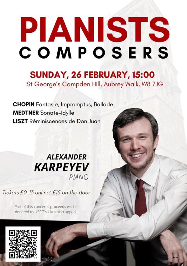St. George's W8 (@stgeorgesw8) on Twitter photo We’re delighted to welcome back Alexander Karpeyev this Sunday.
🗓 26.2.23
⏰ 15:00
📍W8 7JG (St George’s Church)
<a href="/HollandBenefice/">Holland Park Benefice</a> <a href="/StJohnsW14/">StJohnsW14</a> <a href="/USPGglobal/">USPG</a> <a href="/KC_Times/">Kensington and Chelsea Times</a> <a href="/TimeOutLondon/">Time Out London</a> <a href="/RBKCculture/">RBKC Culture</a> <a href="/Londonist/">Londonist</a> <a href="/LDN_Culture/">Mayor of London's Culture team</a> <a href="/RBKCMayor/">Mayor of Kensington and Chelsea</a> <a href="/alec_k/">Alexander (Sasha) Karpeyev</a> We’re delighted to welcome back Alexander Karpeyev this Sunday.
🗓 26.2.23
⏰ 15:00
📍W8 7JG (St George’s Church)
<a href="/HollandBenefice/">Holland Park Benefice</a> <a href="/StJohnsW14/">StJohnsW14</a> <a href="/USPGglobal/">USPG</a> <a href="/KC_Times/">Kensington and Chelsea Times</a> <a href="/TimeOutLondon/">Time Out London</a> <a href="/RBKCculture/">RBKC Culture</a> <a href="/Londonist/">Londonist</a> <a href="/LDN_Culture/">Mayor of London's Culture team</a> <a href="/RBKCMayor/">Mayor of Kensington and Chelsea</a> <a href="/alec_k/">Alexander (Sasha) Karpeyev</a>