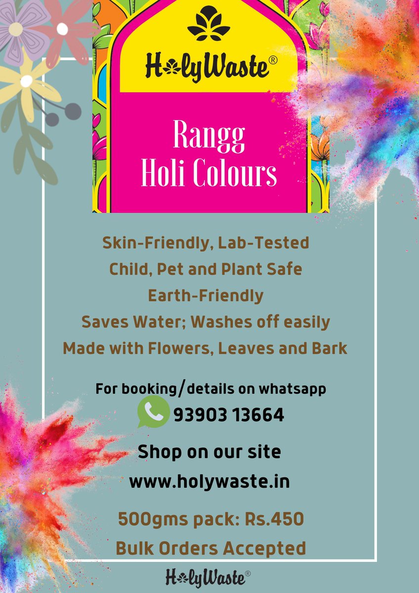 holy_waste's tweet photo. #holi #holicolours #gulaal #bulkorders #nontoxic #allnatural #petsafe #ecofriendly #Hyderabad #celebrateresponsibly #holywaste #floralwaste

https://t.co/vEao0Ro0qf or +91 93903 13664 shipping all over https://t.co/QWzbgHIWPN