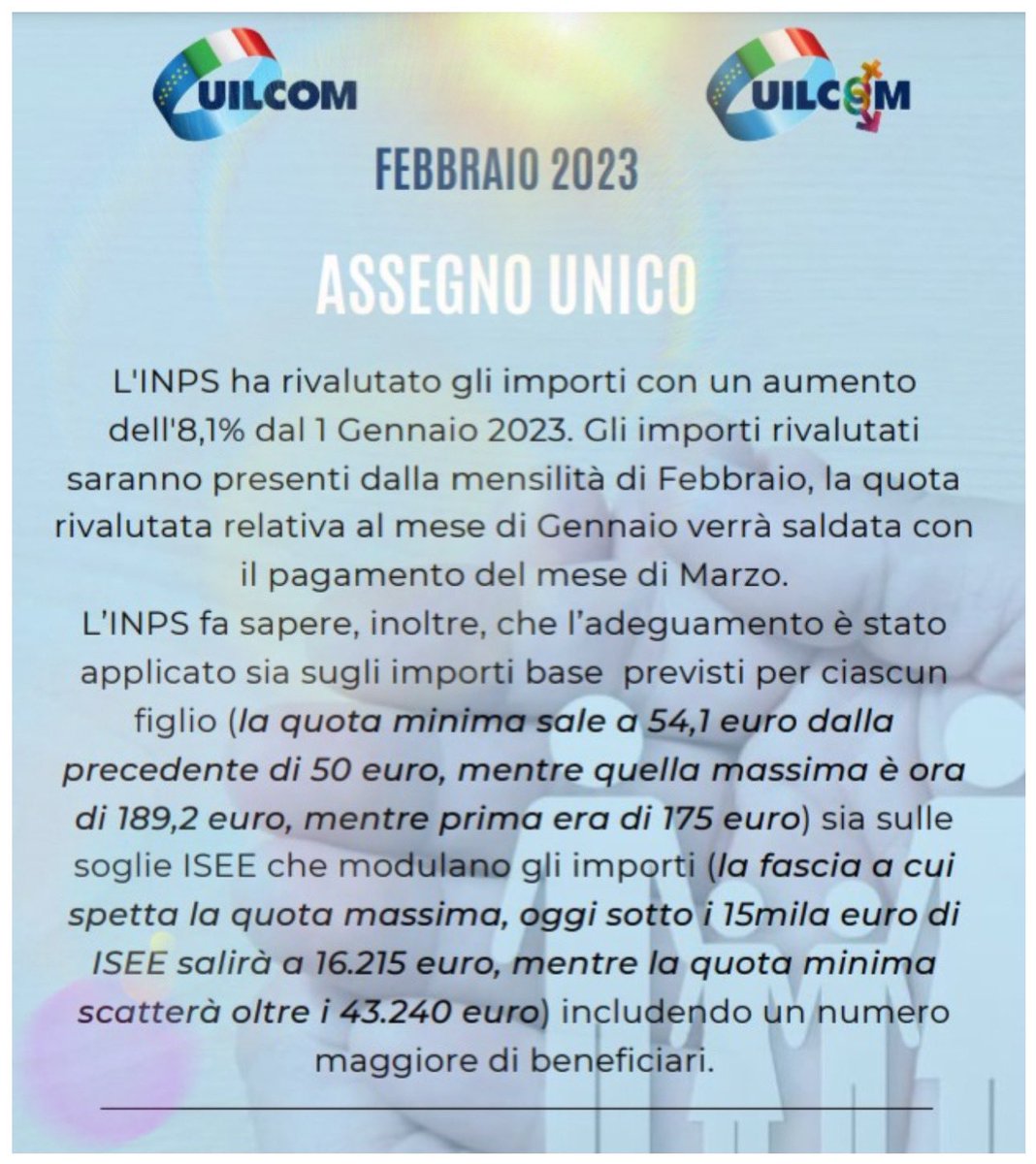 Uilcom_Toscana's tweet photo. Novità Assegno Unico Universale #uilcom https://t.co/LPwTuuw6cN