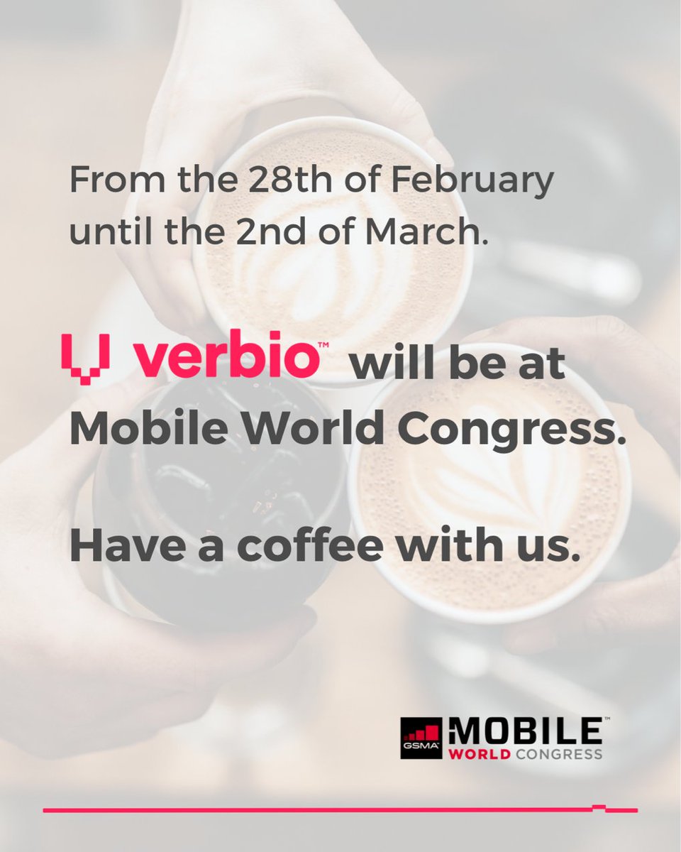 Verbio are looking forward to attending the <a href="/MWCHub/">MWC</a> Mobile World Congress in Barcelona between February 28th - March 2nd! We can't wait to see what is on offer at this year's event. Come and have a coffee with us.

#MWC23 #voiceAI #conversationalAI