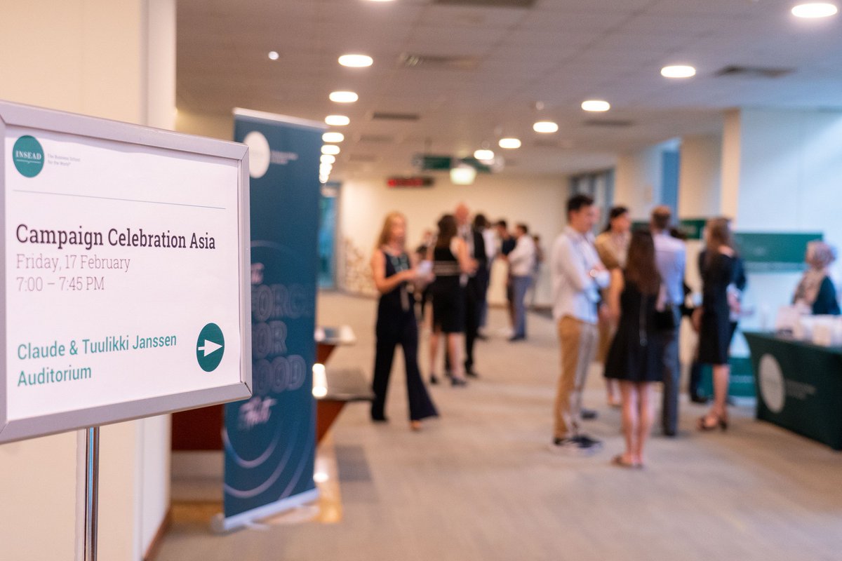 INSEAD's tweet photo. Last Friday on our Asia campus, we kicked off the Force for Good campaign celebrations! We thank everyone for their support as we continue to build on our mission of nurturing responsible leaders who transform business and society.   

#businessasaforceforgood #community #impact https://t.co/fZ605uSO3e