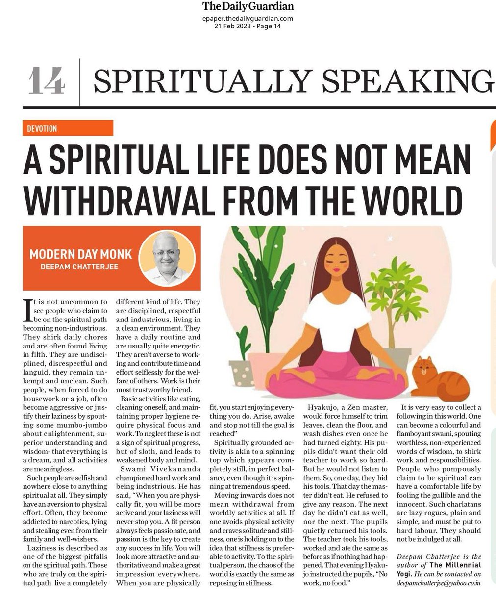 deepamjee's tweet image. There are two articles by me in The Daily Guardian today- my weekly column Modern Day Monk and one on Lord Shiva's Ananda Tandava.  Here's the page link: epaper.thedailyguardian.com/view/173/tdg-2…
