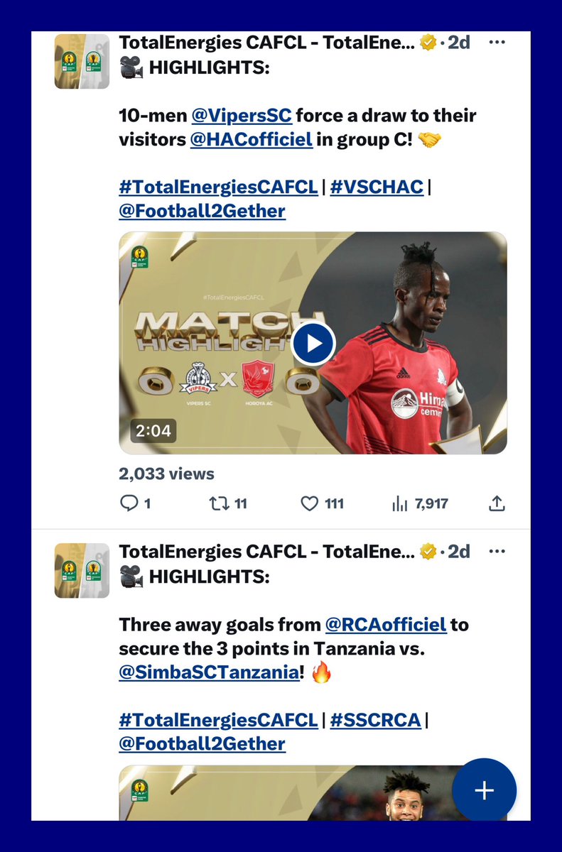 AAbubakr1978's tweet photo. Hey @CAFCLCC_ar &amp; @CAFCLCC &amp; @CAF_Online &amp; @CAF_Media:

Where are your highlights for @AlHilalSC_ vs @AlAhly?

It has been 2 days, and you have posted highlights of other #CAFCL matches played on the same day!! 🤷‍♂️

@khalidewais 
@BDCalgary 
@PepJunior1 
@ehab_eltom https://t.co/rbS8LicaPT