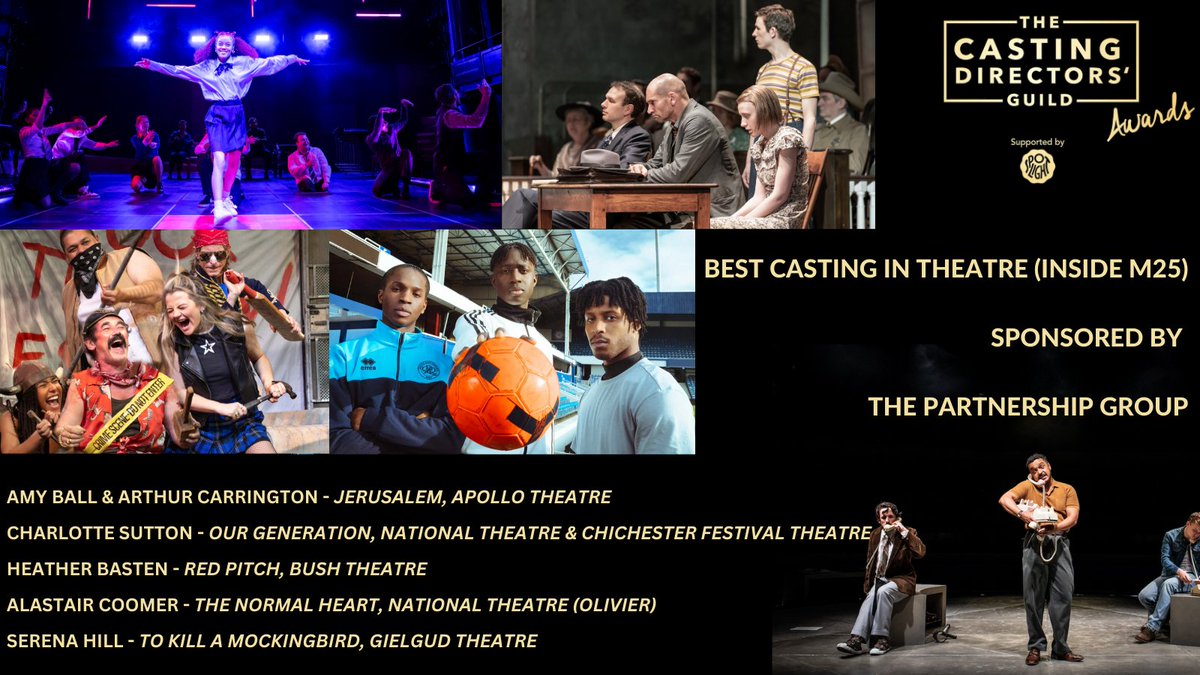 CDGNews's tweet photo. Its #CDGAwards2023 tomorrow!  Here are the nominees for Best Casting in Theatre (Inside M25), sponsored by The Partnership Group @TheAPartnership: #AmyBall #ArthurCarrington @charliestarlie @HeatherBCasting @AlCoomer #SerenaHill https://t.co/uC77H5HEpY