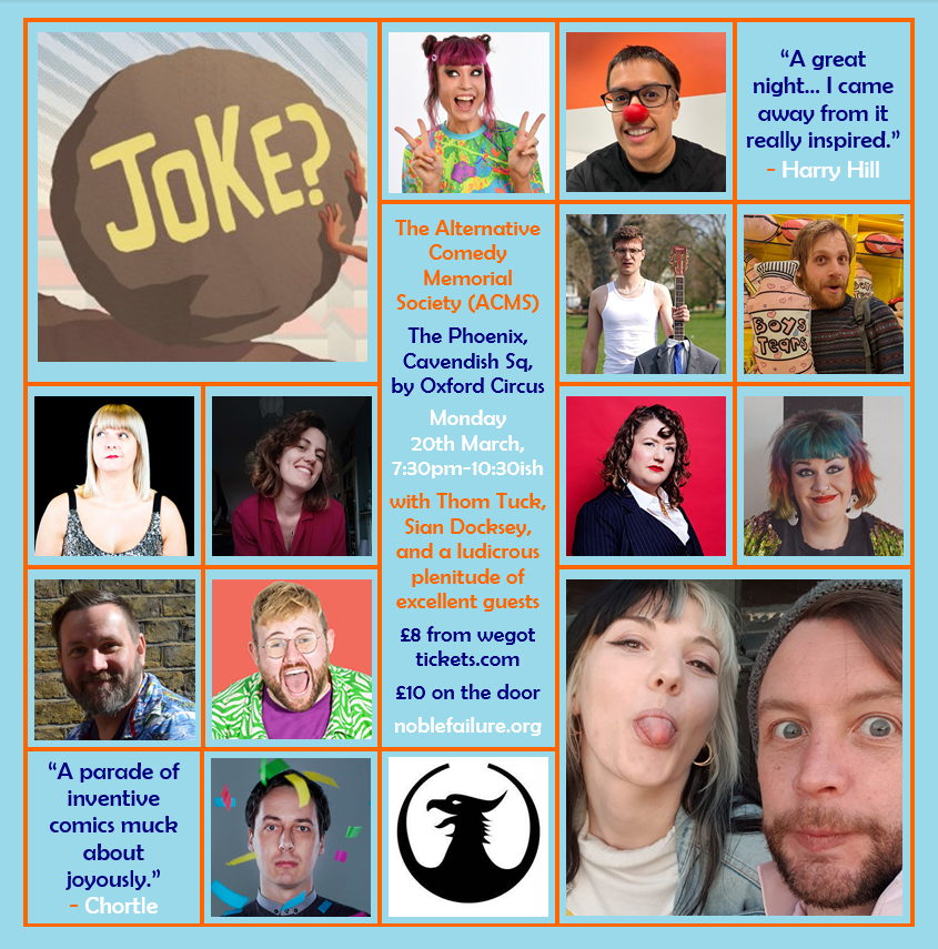 ACMS (@altcommemsoc) on Twitter photo #ACMS
🌆 <a href="/ThePhoenix_W1/">The Phoenix</a>
📅 Monday March 20th, 7:30pm
🎟️ £6-£13.50 tickets: wegottickets.com/event/573421
😻 hosted by @siandocksey & <a href="/turlygod/">thom tuck. purveyor of fine comedy.</a>, with e.g. <a href="/FrankFoucault/">Frank Foucault</a>, <a href="/kathyaqm/">Kathy Maniura</a>, <a href="/thetedhill/">Ted Hill</a>, AND MORE
🌈 free guestlist for a) trans & NB folk and b) veteran ACMS acts, DM us yer names #ACMS
🌆 <a href="/ThePhoenix_W1/">The Phoenix</a>
📅 Monday March 20th, 7:30pm
🎟️ £6-£13.50 tickets: wegottickets.com/event/573421
😻 hosted by @siandocksey & <a href="/turlygod/">thom tuck. purveyor of fine comedy.</a>, with e.g. <a href="/FrankFoucault/">Frank Foucault</a>, <a href="/kathyaqm/">Kathy Maniura</a>, <a href="/thetedhill/">Ted Hill</a>, AND MORE
🌈 free guestlist for a) trans & NB folk and b) veteran ACMS acts, DM us yer names