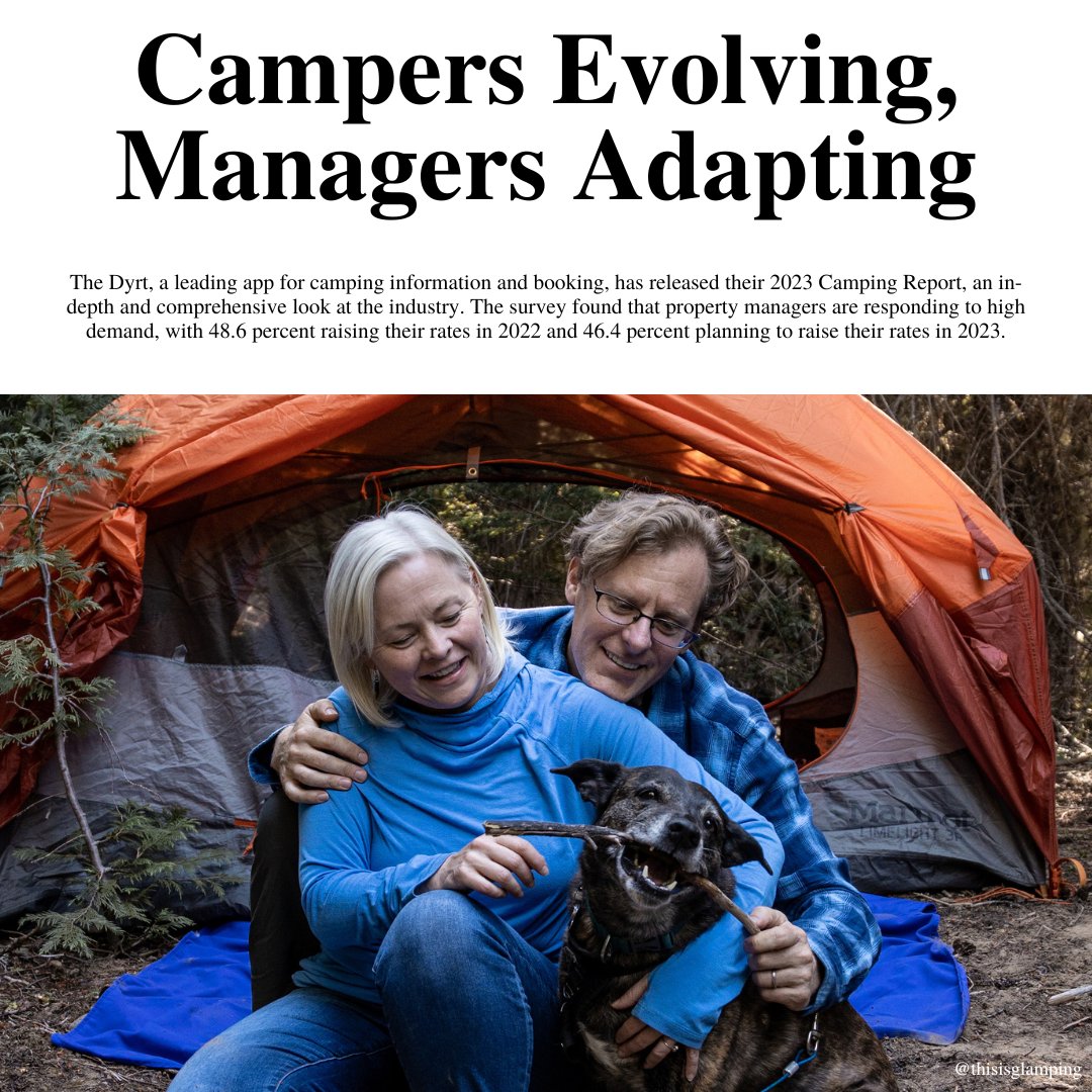 Planning on raising your rates this year? So is 46% of <a href="/TheDyrt/">The Dyrt</a>'s camping community. 📈

Key findings show that property managers are adapting, expanding &amp; creating a wider variety of options – in response to evolving campers. 

Read the full report: glampingbusiness.com/2023/01/26/the…