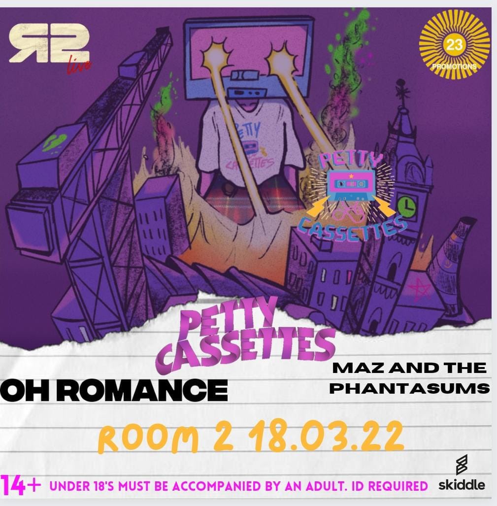 Petty Cassettes (@pettycassettes) on Twitter photo Here we are back again on @Twitter
Our most ignored social network 🤣
Anyway we’re playing a hell of a tour next month with a massive show at <a href="/room2glasgow/">Room 2 Glasgow</a> with the fucking flabbergasting <a href="/ohromanceband/">Oh Romance</a> and <a href="/MPhantasms/">Maz and The Phantasms</a> 🔥🔥🔥🔥
Tickets in bio!
Selling fast so grab em now❤️❤️❤️ Here we are back again on @Twitter
Our most ignored social network 🤣
Anyway we’re playing a hell of a tour next month with a massive show at <a href="/room2glasgow/">Room 2 Glasgow</a> with the fucking flabbergasting <a href="/ohromanceband/">Oh Romance</a> and <a href="/MPhantasms/">Maz and The Phantasms</a> 🔥🔥🔥🔥
Tickets in bio!
Selling fast so grab em now❤️❤️❤️