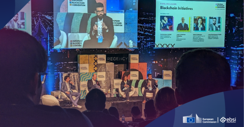 EU_EBSI's tweet photo. Blockchain is about more than just tokens and decentralised finance – it also has the power to transform government services.

🗣️ EBSI talked at the #EBC2023 about how it is embracing the future of decentralised government (DeGov).

Read all about EBSI and DeGov here!👇