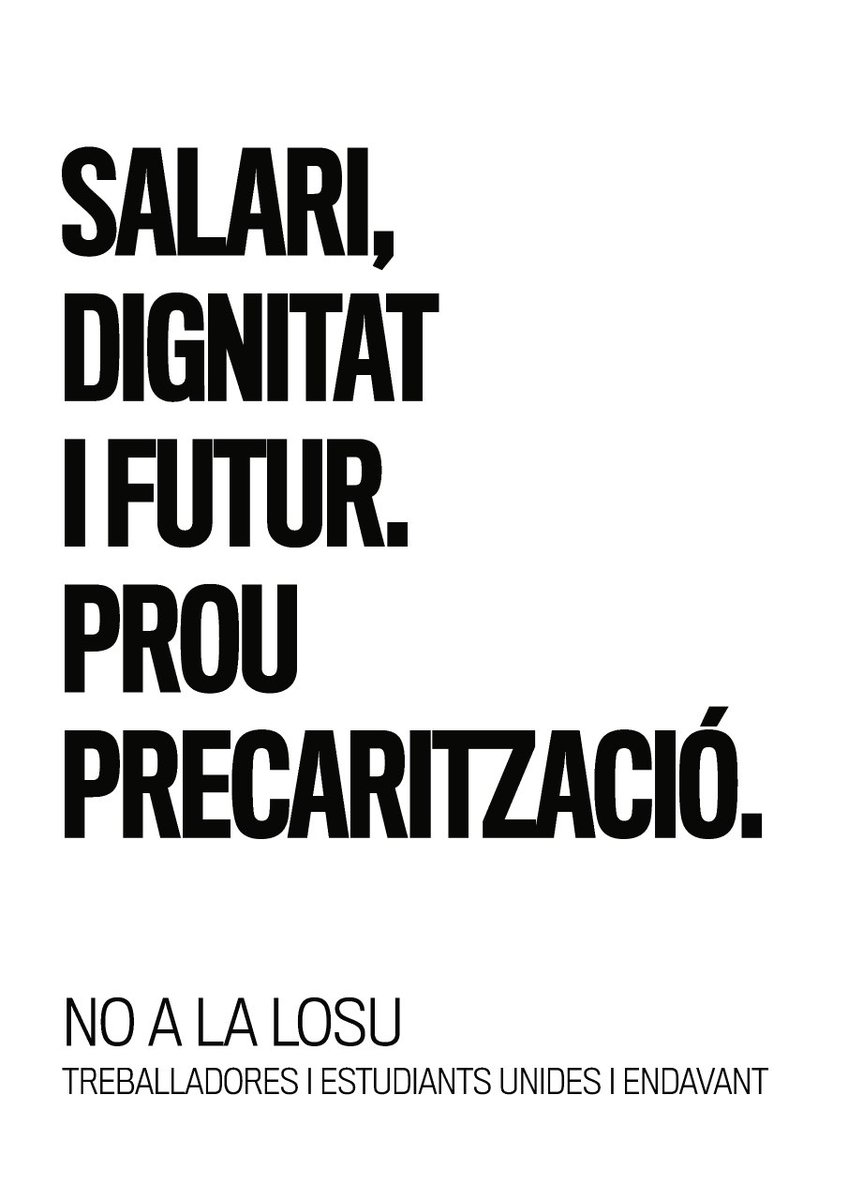 CupRecercaUnis's tweet photo. Avui, treballadores i estudiants de les Universitats catalanes diuen #NOalaLOSU 
Prou precarietat a la Universitat!!! https://t.co/5kLSgc3asz