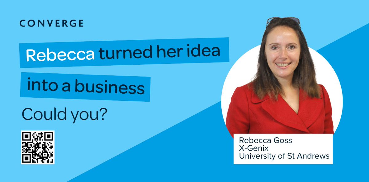 Rebecca @x_genix took her #spinout to Converge Challenge & won. Could you? Apply now for #Converge2023 to access training & BIG cash prizes to springboard your #business. Open to #university staff, students & recent graduates across Scotland until 29 March ow.ly/mRCz50MT4BR