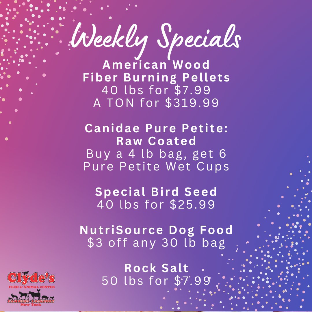 clydesfeed's tweet photo. Need to stock up on bird seed for the Spring? Some rock salt for that inevitable last big storm? Come on in to stock up and save! https://t.co/0J5OLsFkGh