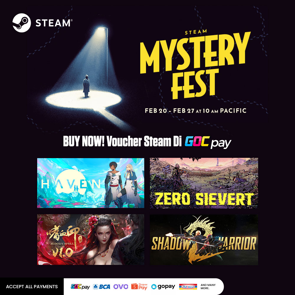 GOCpay's tweet photo. π’EVENT STEAM YANG DITUNGGU-TUNGGU HADIR KEMBALI!
Ada banyak game-game seru yang harus kalian borong di Event Steam "Mystery Fest" kali ini lhoπ±
π Beli Voucher Steam π https://t.co/b4iEXNWbJg
#GOCpay #Gamers #gaming #TopUpGame #STEAMID #sale #VoucherSTEAM #vouchergame #PROMO https://t.co/lPPChrgi0P