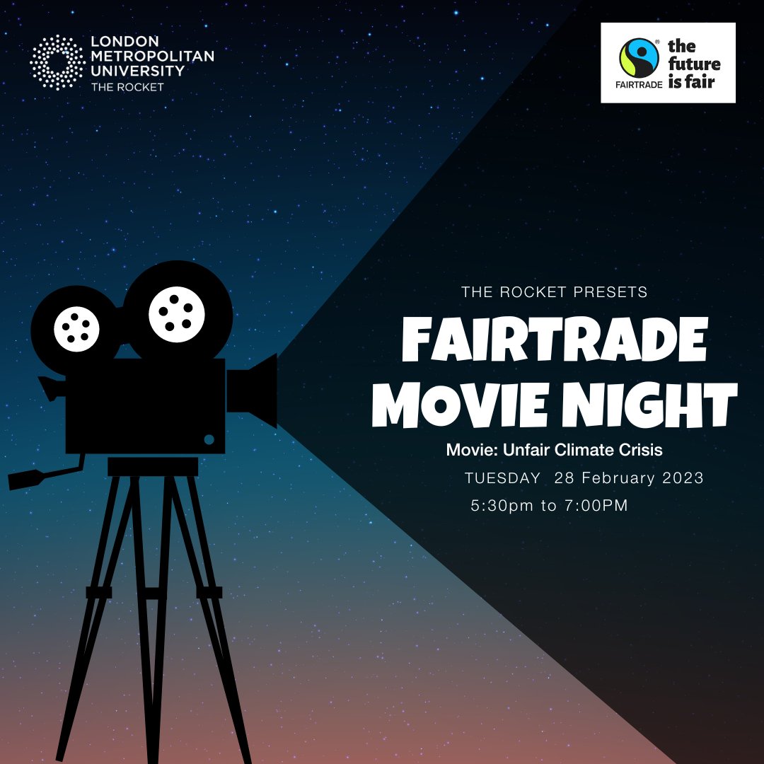 We will be putting on a film night where we will be showing Unfair Climate Crisis, an expert panel exploring the deep-seated inequalities at the heart of the climate crisis.
#Fairtradefortnight #TheFutureIsFair #Popcorn #Films