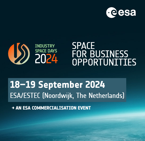 Don't miss the new edition of the @ESA Industry Space Days on Sep 18-19, 2024. Over 1,000 members of the #space community such as #investors, companies and #SMEs will attend to discover new trends and business opportunities in the #spacesector. #ISD2024ESA commercialisation.esa.int/event/isd-2024/