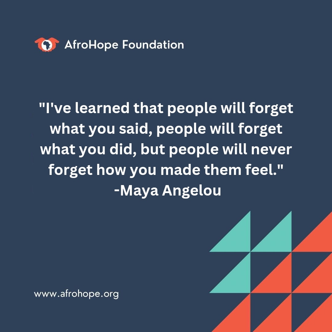 AfroHope_'s tweet photo. I've learned that people will forget what you said, people will forget what you did, but people will never forget how you made them feel.
#AfroHope Foundation #AfroRep #munansiGreeninitiative #fliptown #highpeople #chadwickbosemanfoundation #moretalentafrica #quotes https://t.co/CXJUuRv7fX