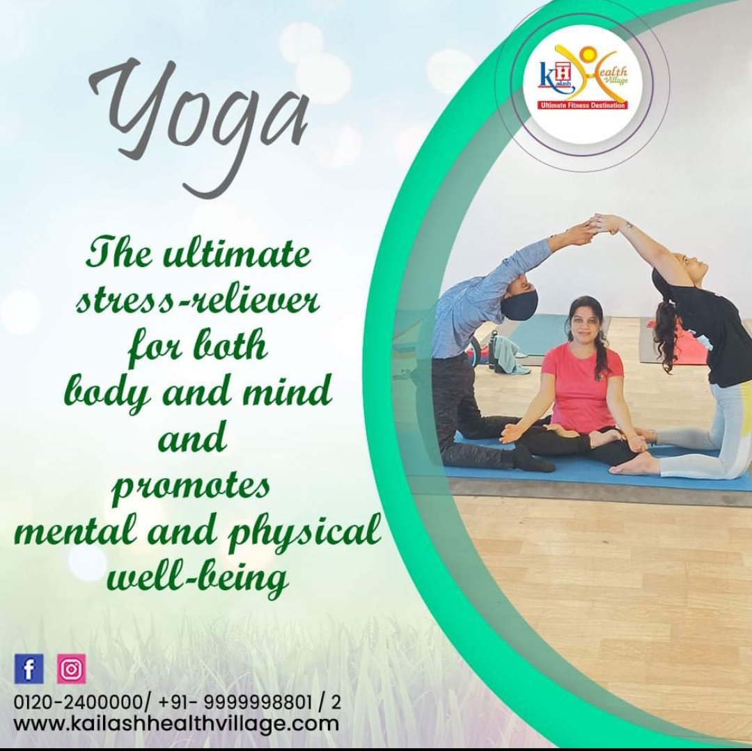 Yoga is an effective natural stress reliever in our busy corporate life.

Join our Yoga classes to stay fit & active: kailashhealthvillage.com

#yoga #yogaclasses #yogasessions #yogawellness #Yogacentre