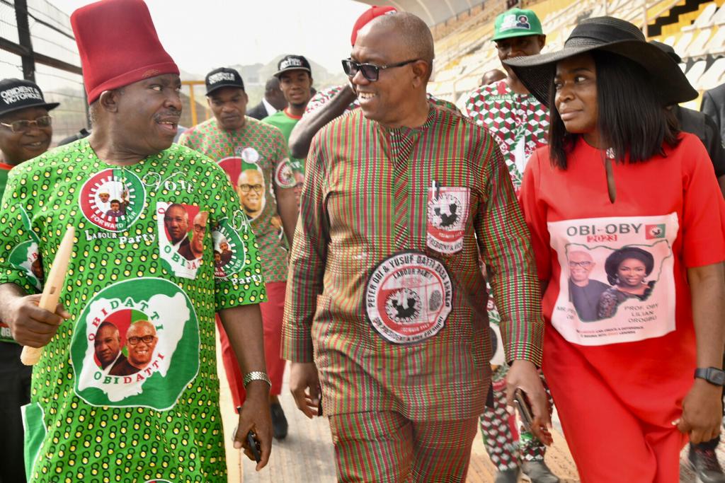 PeterObi's tweet photo. I have just landed in Awka for Eke Awka Market road walk. I was welcomed by the Labour Party (LP) candidate for the Anambra Central Senatorial zone in Anambra State, Sen. Victor Umeh and other Party stakeholders. -PO https://t.co/gncYkQIWFz