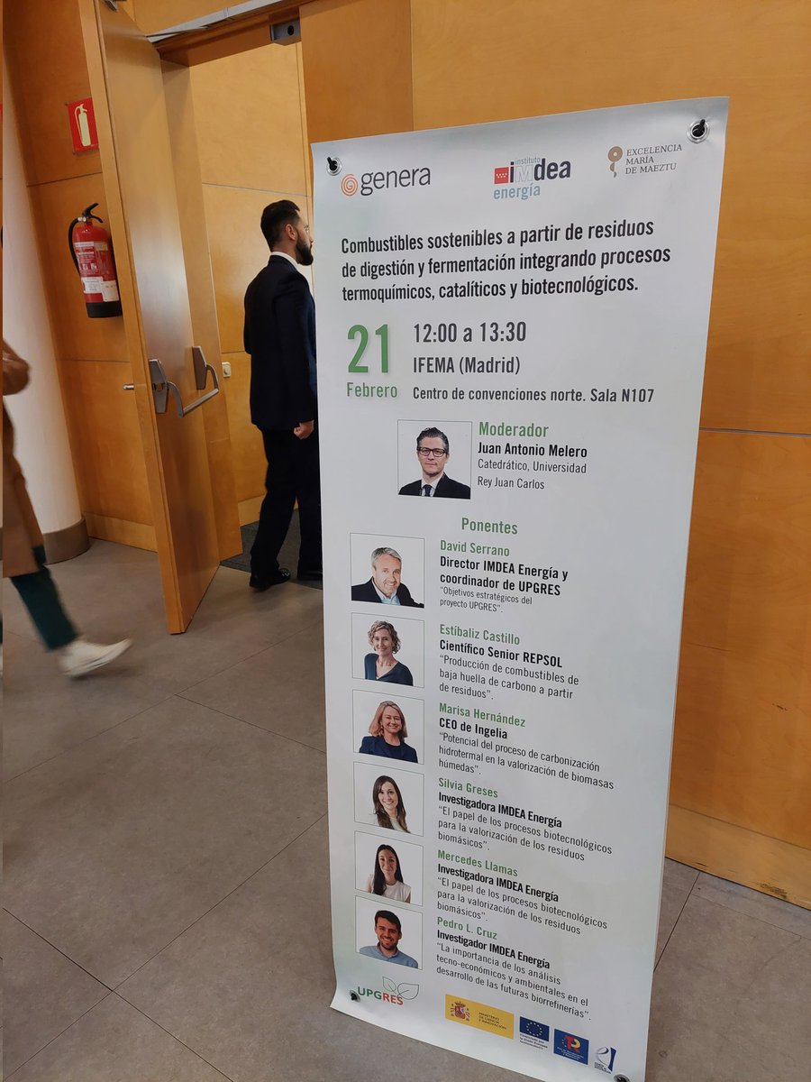 UPGRESProject's tweet photo. Empezamos la jornada de presentación del #UPGRESProject en @FeriaGenera.
'Combustibles sostenibles a
partir de residuos de digestión
y fermentación integrando
procesos termoquímicos,
catalíticos y biotecnológicos'.
📍 Sala N107 @IFEMA https://t.co/0v99PMAngR