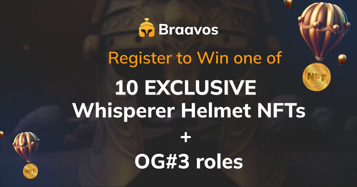 🧵
Hi Braavosians👋

We're excited to announce that Stage 2 of the "The Braavos Helmets" #giveaway is now open! 🎉

This time you can win:
- 1 OG#3 role
- 1 of 10 exclusive "Whisperer Helmet - Level 2" NFTs

To participate, complete the missions in Crew3 crew3.xyz/c/braavos/ques…