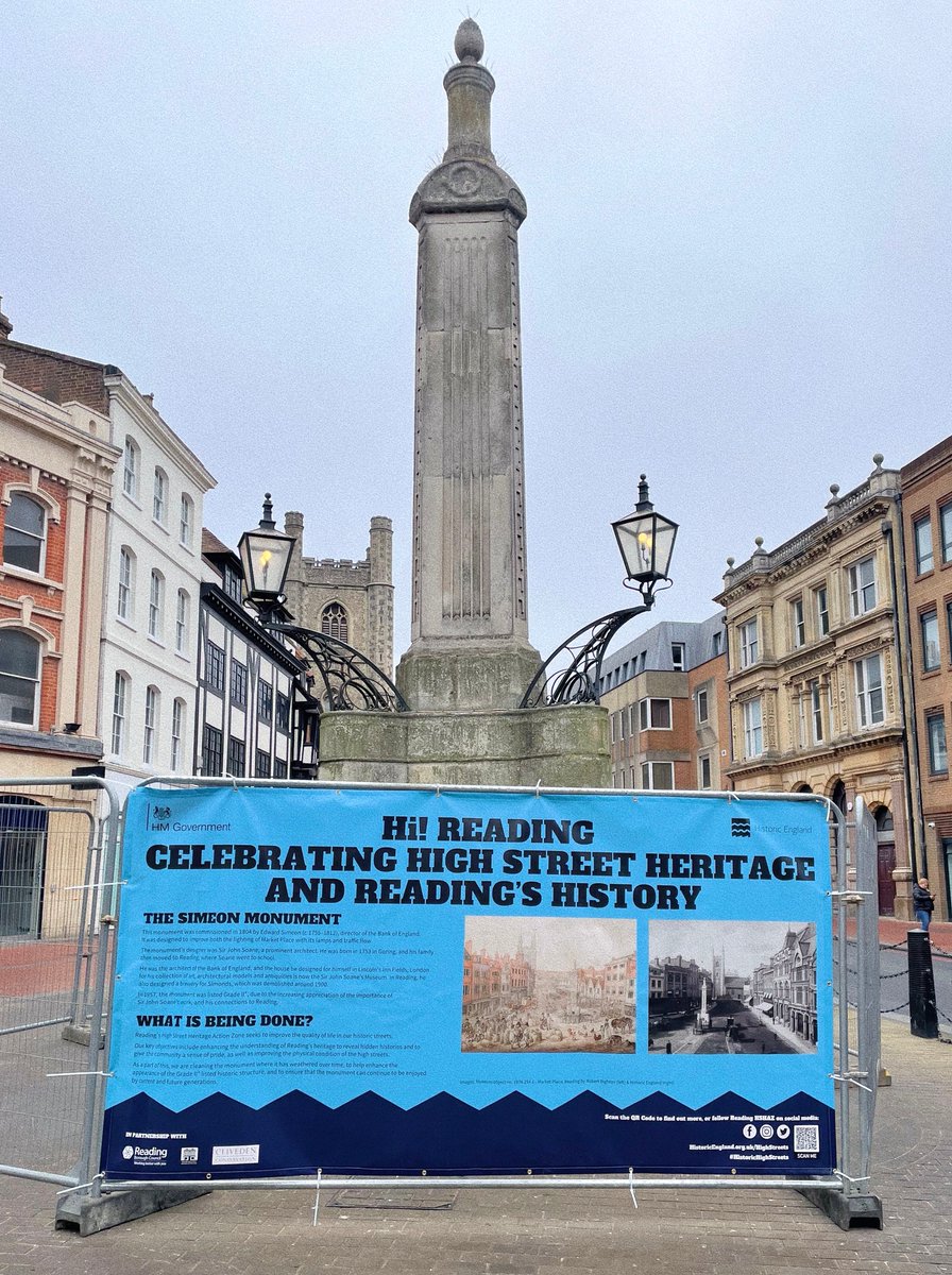 hshaz_reading's tweet photo. Works are underway to clean monuments within the Town Centre as a part of the HSHAZ! Head over to Reading Minster and Market Place to see the new colourful banners providing a bit of history on each statue. @ReadingCouncil @HistoricEngland @ClivedenConserv #rdguk #HSHAZReading https://t.co/bp006LUtSt