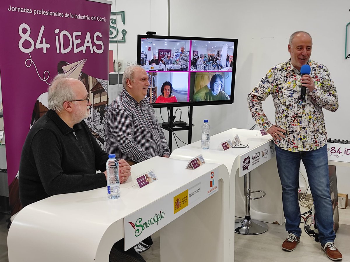 Manchacomic's tweet image. Que una de las soluciones del futuro del cómic pasa por EXPORTAR OBRAS y NO AUTORES/AS, es una máxima en la que debemos poner todo nuestro empeño... #84ideas con Yolanda @grafitoed , Nicolás @camaracr , Gregorio #harrietediciones , Salvador Diffuson Internat. y Cristina @ICEX_